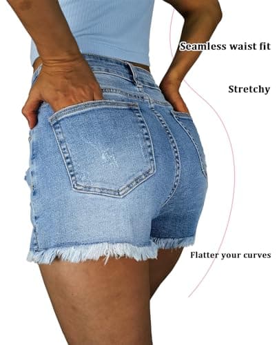FEELNINE High-Waisted Stretchy Ripped Summer Denim Shorts