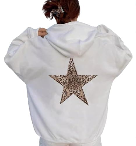 Cheetah Star Print Hoodie Sweatshirt for Women