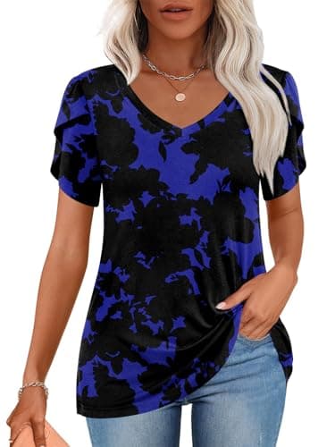 CATHY 2025 Women's Short Sleeve V-Neck Tunic Tops S-4XL