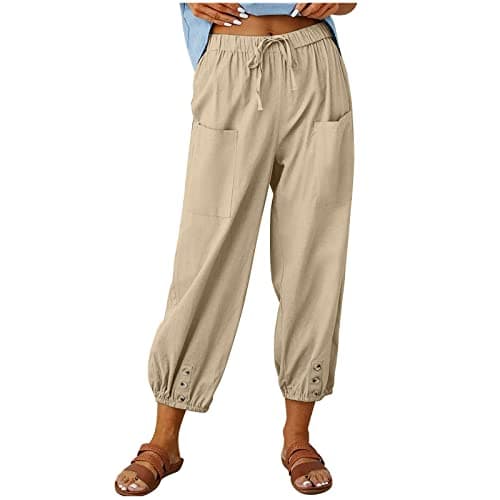 Itsame High Waist Cotton Linen Pants for Women