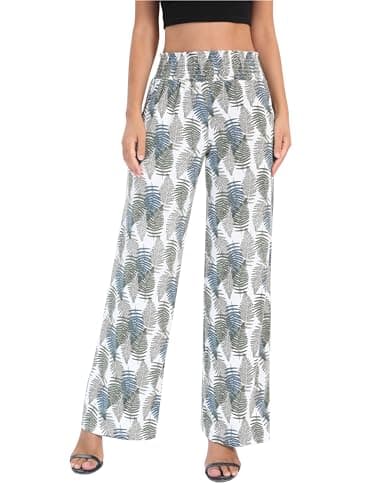 Urban CoCo Women's Boho Wide Leg Pants with Pockets