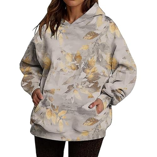 Weinexra Women's Oversized Camo Maple Leaf Hoodie