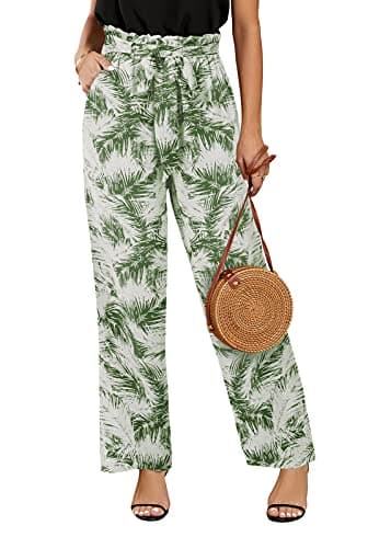 SySea Women's High Waisted Leopard Print Belted Palazzo Pants with Pockets
