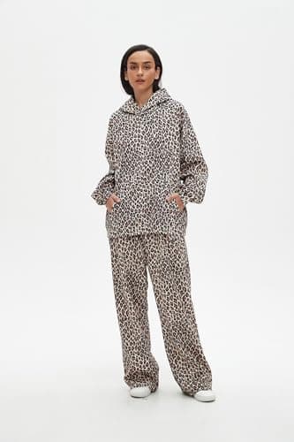Hesaco Oversized Leopard Print Hoodie Y2K Streetwear Sweatshirt