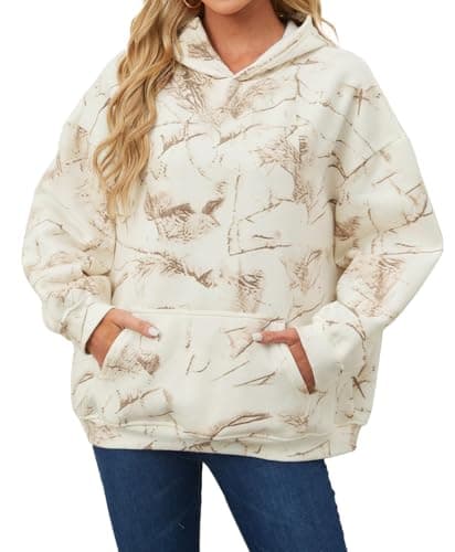 Lynkiss Women's Cotton Camo Hoodie with Maple Leaf Print