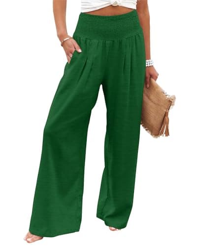 Elastic High Waisted Palazzo Pants with Pocket for Women