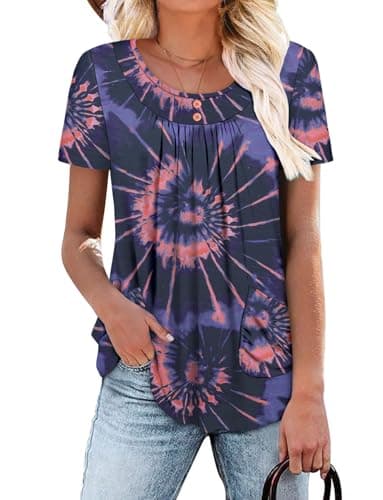 Angerella Women's Flirty Summer Pleated Floral Tunic Top S-3XL