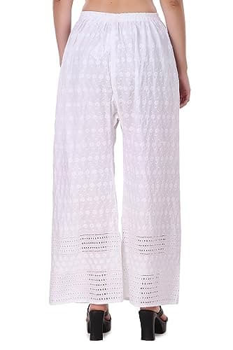 Elegant Ladyline Rayon Embroidered Palazzo Pant with Elastic Closure