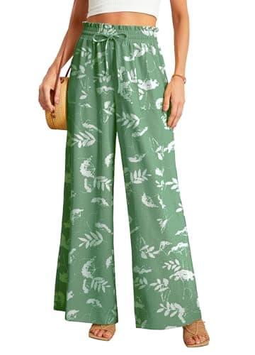 JINKESI Women's High-Waist Wide Leg Loose Pants with Adjustable Ties