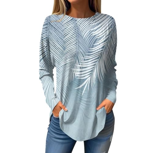 Shusuen 2024 Casual Crewneck Printed Tops for Women
