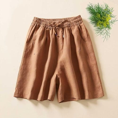 Yxzogd Women's Knee-Length Linen Bermuda Shorts