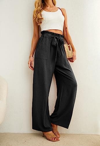 IWOLLENCE Women's High Waist Wide Leg Casual Pants with Pockets