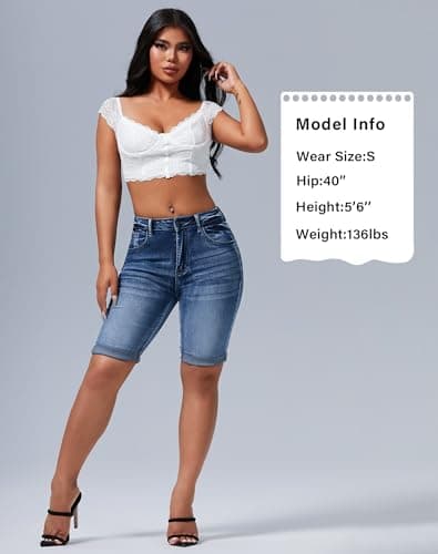 Rosswear Women's Mid Rise Stretch Denim Bermuda Shorts