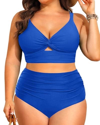 Daci Plus Size Knot Twist High Waisted Bikini Tummy Control_swimsuits 2025