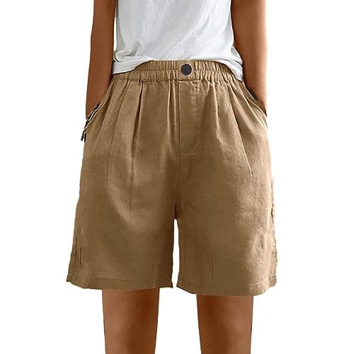 Sktremeuru Women's Trendy Casual Cotton and Linen Yoga Beach Shorts