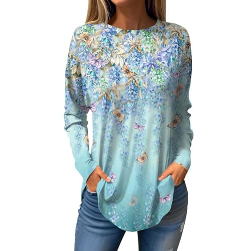 Shusuen 2024 Casual Crewneck Printed Tops for Women