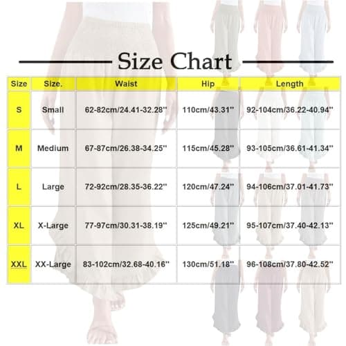 Yxzogd Women's Stretch Smocked Wide Leg Linen Palazzo Pants Ruffle Hem Summer Trousers