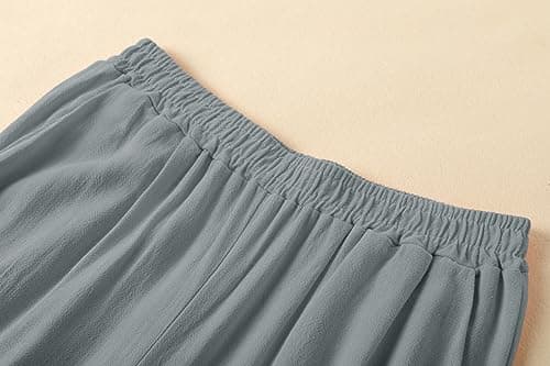 Hisanny Plus Size Wide Leg Linen Pants with Pockets L 5XL
