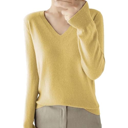 Soft V-Neck Wool Blend Sweater for Women Fall Fashion Tops