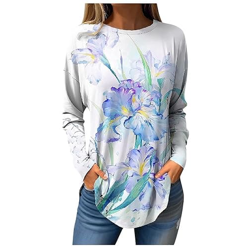 Shusuen 2024 Casual Crewneck Printed Tops for Women