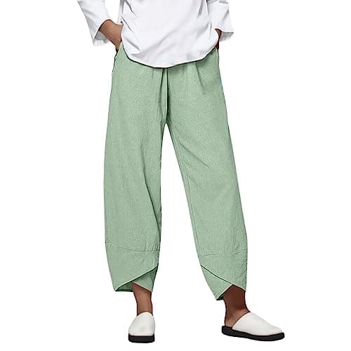 Elastic Waisted Comfortable Women's Crop Pants