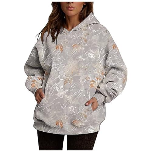 Ceboyel Womens Maple Leaf Camo Oversized Hoodie Trendy Teen Girls Fashion