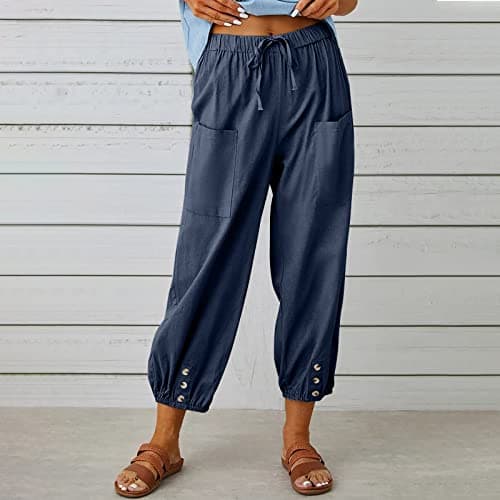 Itsame High Waist Cotton Linen Pants for Women