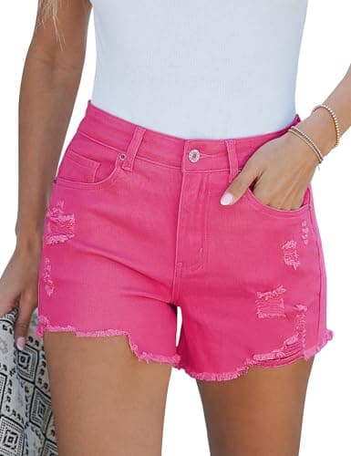 Luvamia Women's High Waisted Distressed Denim Shorts