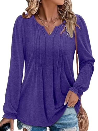 Angerella Comfortable V-Neck Long Sleeve Shirts for Women