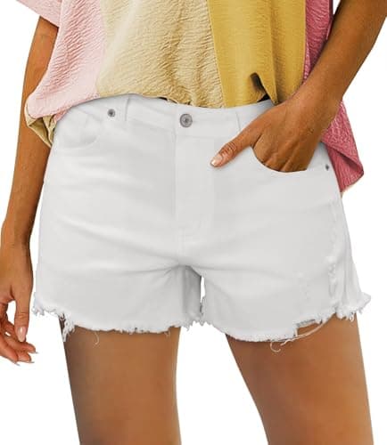 Magritte Mid-Waisted Ripped Denim Shorts for Women