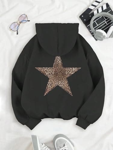 Cheetah Star Print Hoodie Sweatshirt for Women