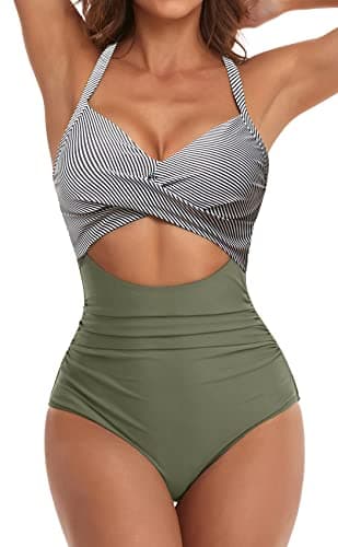 Women's Tummy Control One Piece Swimsuit with Cutout Detail