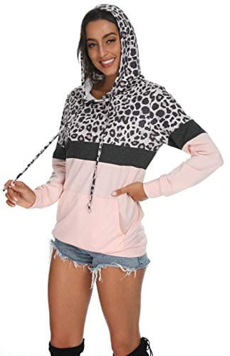 Barlver Women's Casual Color Block Long Sleeve Hoodies with Pocket