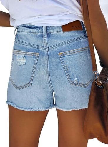 CHICZONE Women's Ripped Mid-High Waisted Denim Shorts