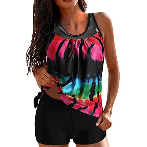LCMW Women's Flowy Control Top Bikini with Boyshorts