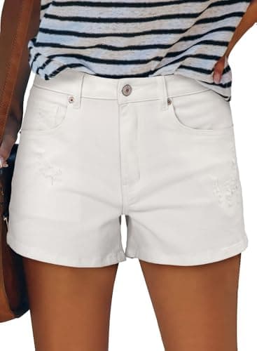 CHICZONE Women's Ripped Mid-High Waisted Denim Shorts