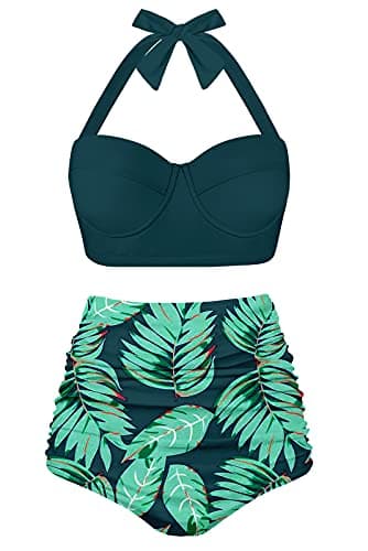 Vintage Polka Dot High Waisted Bikini Set for Women