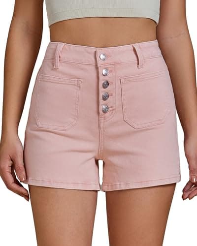Luvamia Women's High-Waisted Casual Stretch Denim Shorts