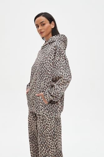 Hesaco Oversized Leopard Print Hoodie Y2K Streetwear Sweatshirt