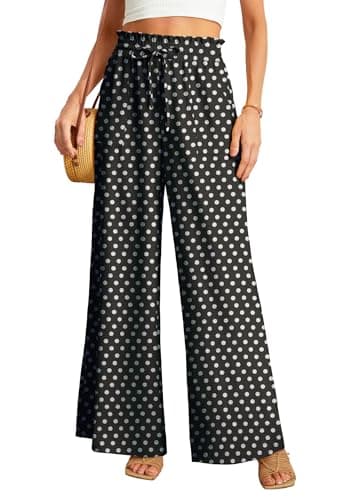 JINKESI Women's High-Waist Wide Leg Loose Pants with Adjustable Ties
