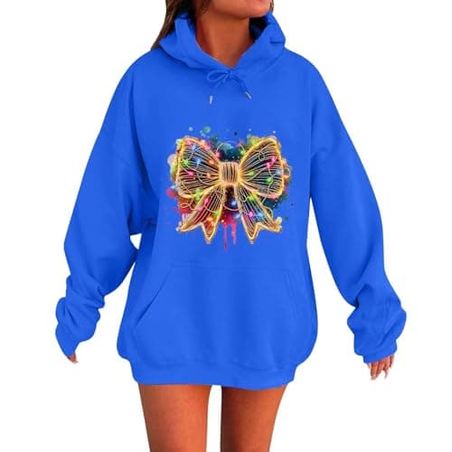 Cute Women's 2024 Oversized Christmas Sweatshirt with Pocket