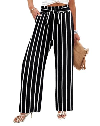 Flowy Women's Wide Leg Pants with Elastic Waist and Pockets, Ideal for Business or Casual Wear