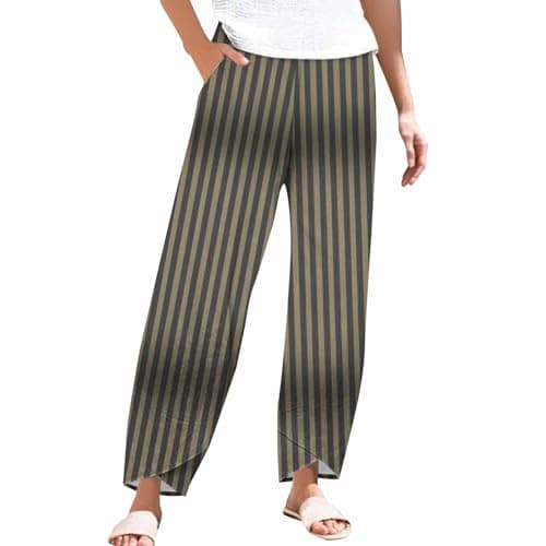 Casual Women's Cotton Linen Capri Pants with Pockets