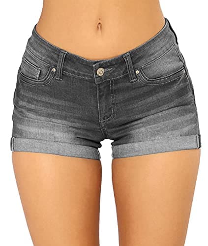 Gozilla Women's Casual Summer Mid Waist Stretchy Denim Jeans Shorts