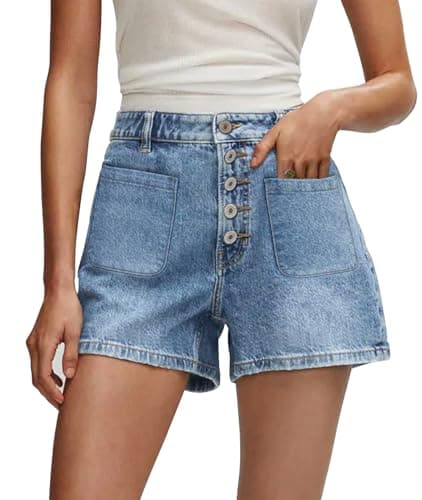 CHICZONE Women's Ripped Mid-High Waisted Denim Shorts