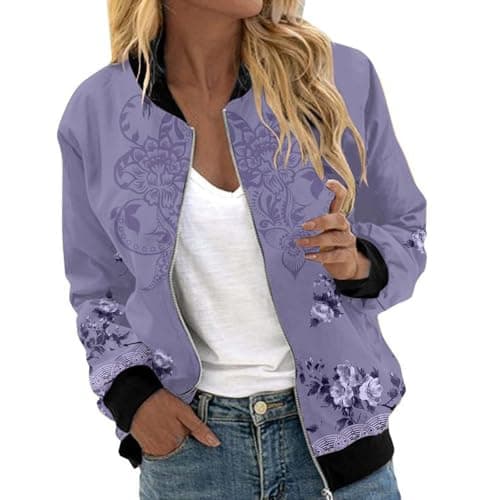 Lolvmvchi Women's Red Jean Windbreaker Jacket with Zipper Fleece Rain Outerwear