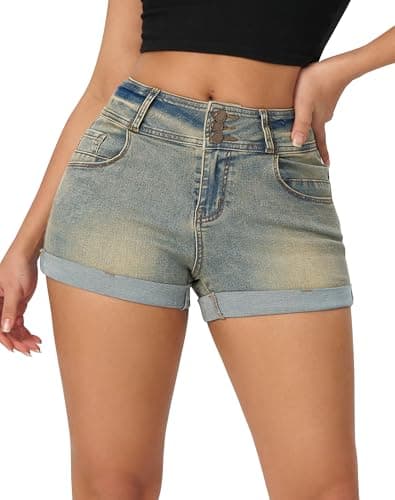 Rosswear Women's High-Waisted Stretch Denim Shorts