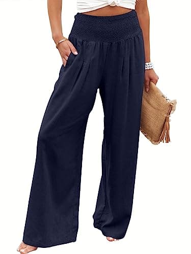 ANRABESS Women Linen Palazzo Pants