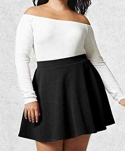 Women's Stretchy Flared Mini Skater Skirt XS-3XL Plus Size