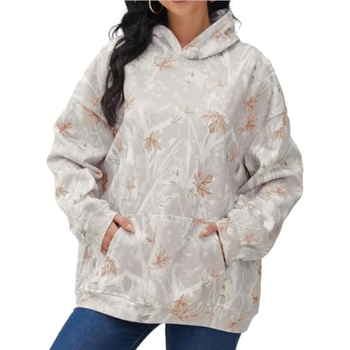 Lynkiss Women's Cotton Camo Hoodie with Maple Leaf Print